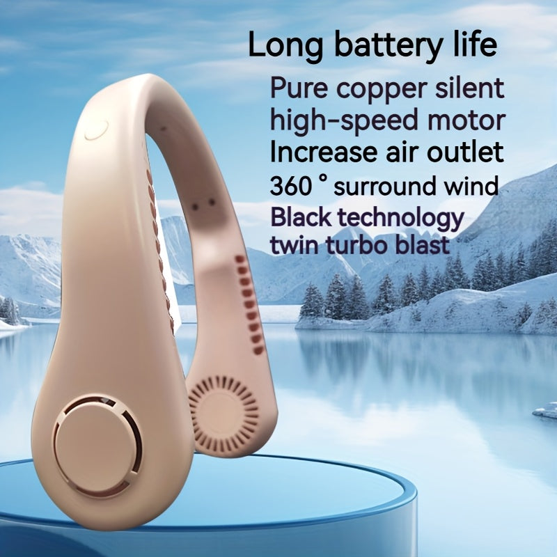 Large Diameter No-Blade Neck Fan with 5 Speed USB Rechargeable 360° Cooling