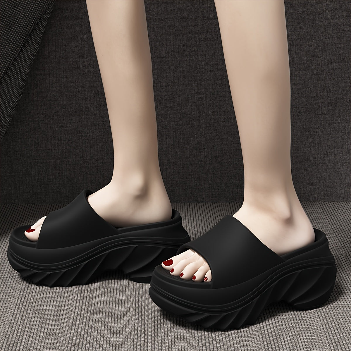 Women’s Summer EVA Slip-On Slippers Soft Non-Slip Open-Toe Pink Black