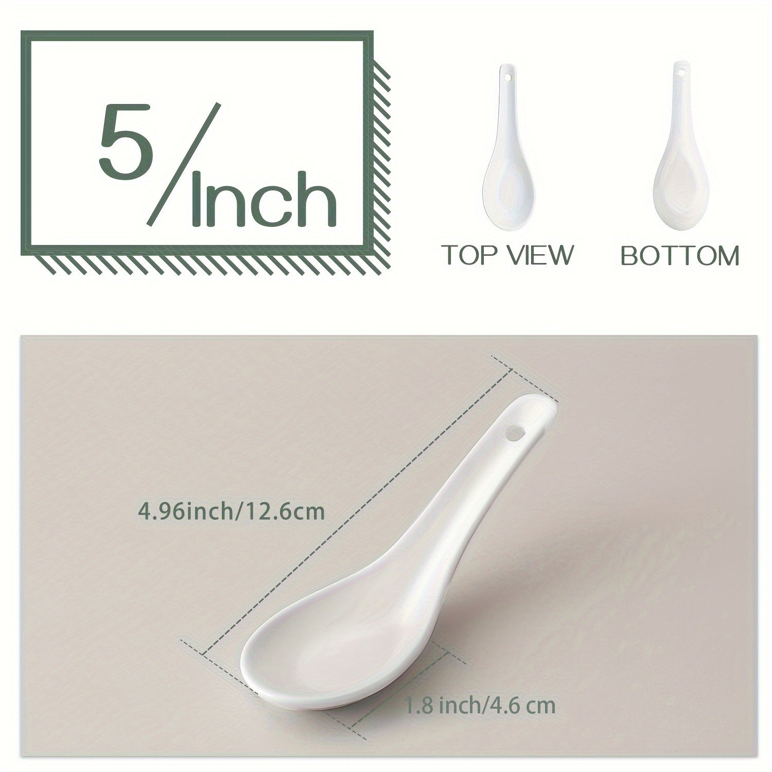 6-Piece White Ceramic Soup Spoon Set Microwave Oven Dishwasher Safe