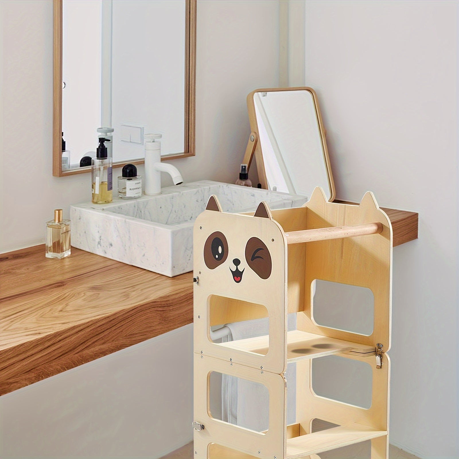 Wooden Step Stool for Kids and Adults Hardwood Bathroom and Home Use