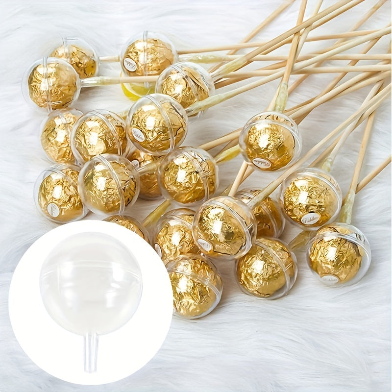 Set of 20 Chocolate Flower Holders with Clear Acrylic Cups for DIY Bouquets and Packaging