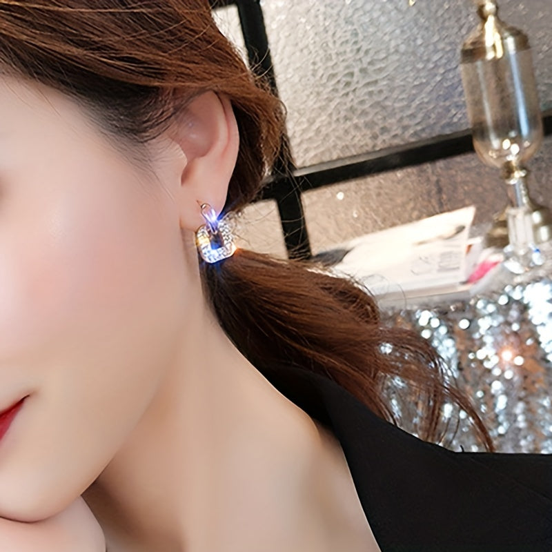 Ayollar uchun geometrik rhinestone tishli sirg'alar, gipoallergik, oltin tonli