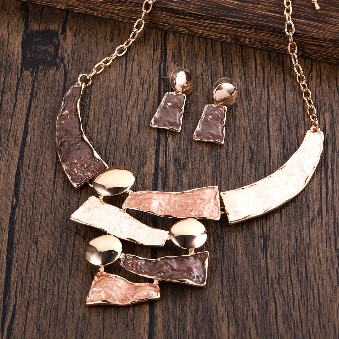 Multi-Color Retro Geometric Boho Jewelry Sets Earrings Necklace Women