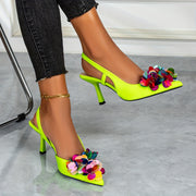 Women's Leather Pointed-Toe Mid-Calf High Heels for Party and Dinners