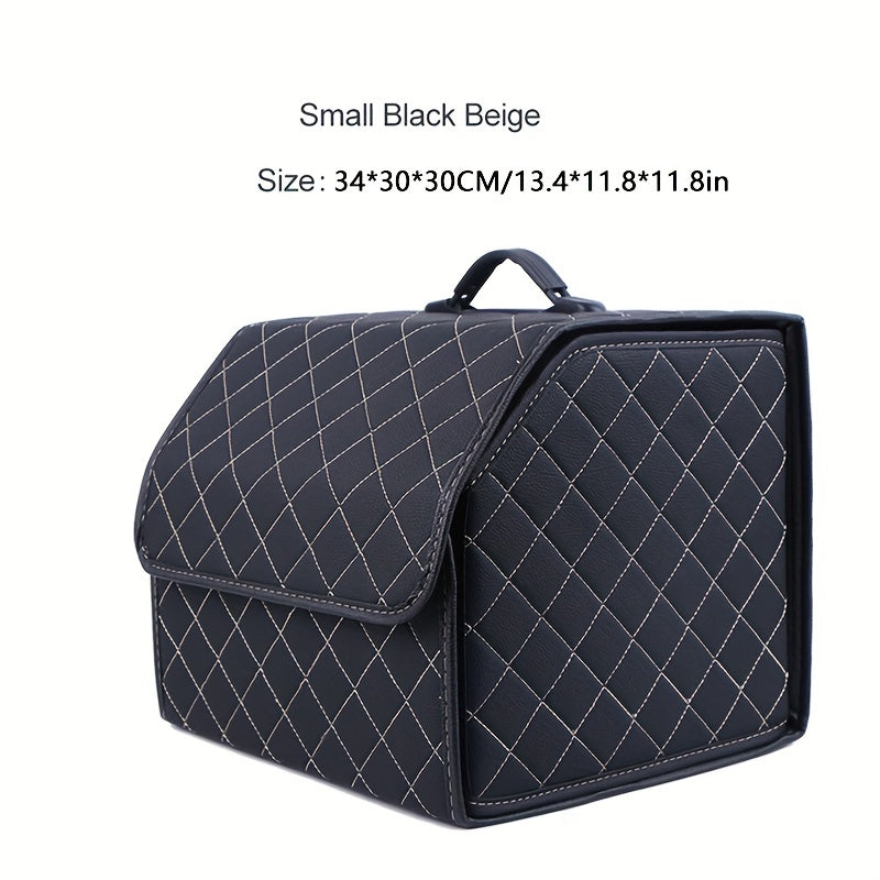 Organizador de maletero de coche plegable de cuero PU para almacenamiento de juguetes y comida