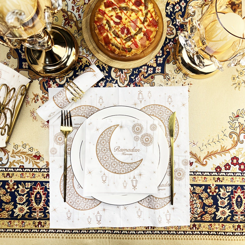 Pack of 20 Disposable Ramadan Table Mats Lanterns Moons 13x33 cm