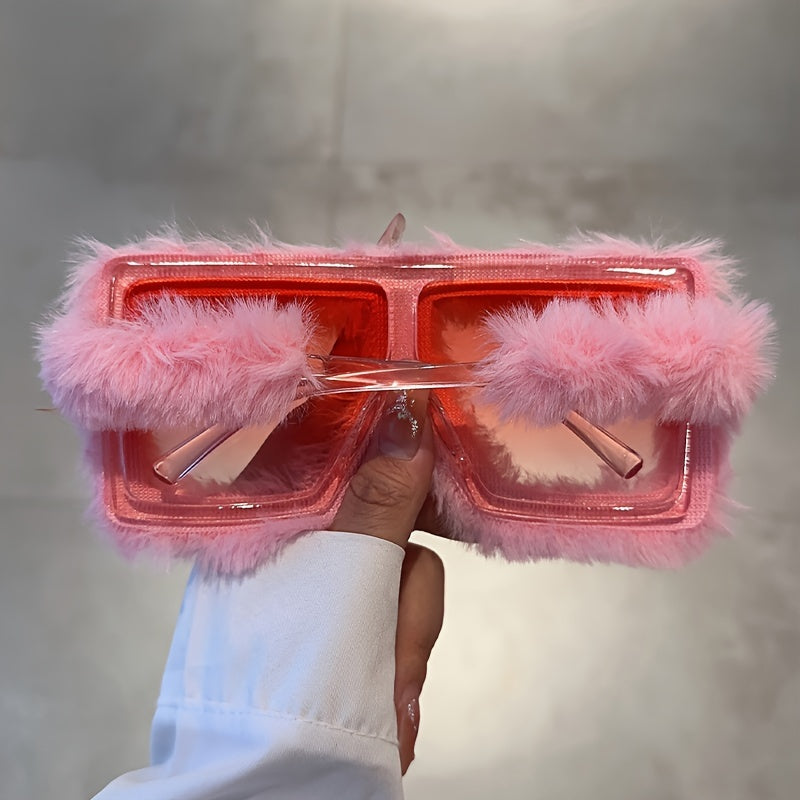 Unisex Fuzzy Plastic Glasses Oversized Gradient Fashion Accessories for Beach Parties and Clubs