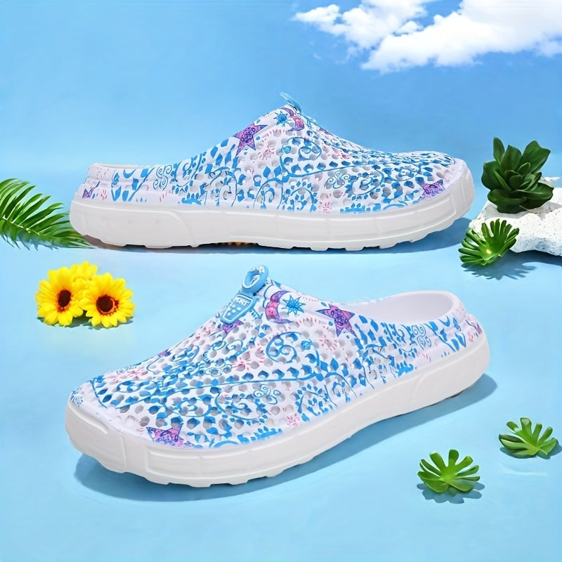 Women's and Men's All-Season Mesh Slip-On Garden Clogs with Floral Print