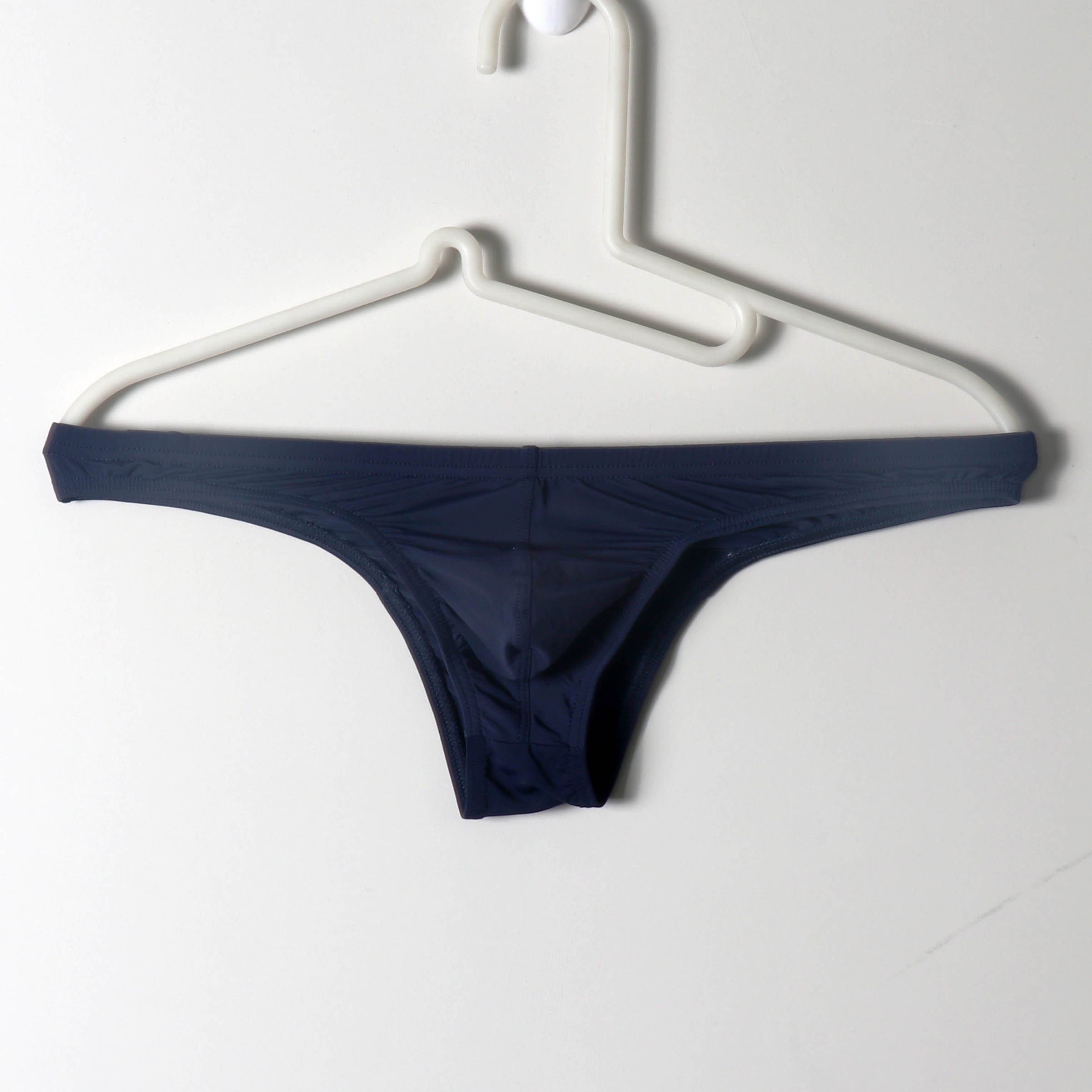 Men's Low-Rise Breathable Triangle Underwear Solid Color Semi-Sheer U-Shaped Pouch