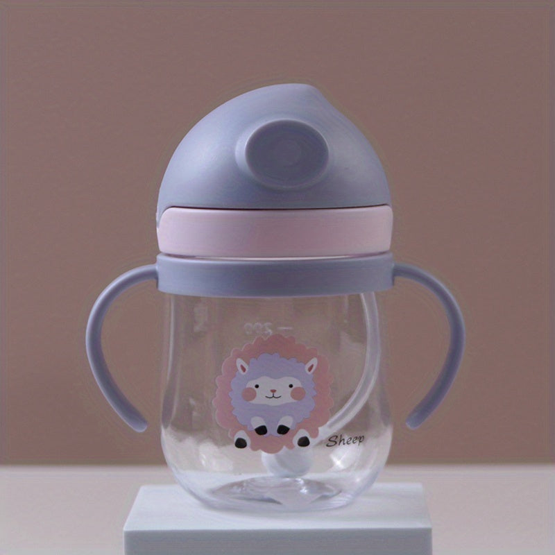 Cute Water Drop Shaped 280ml Drinking Water Bottle with Straw and Drop Resistance