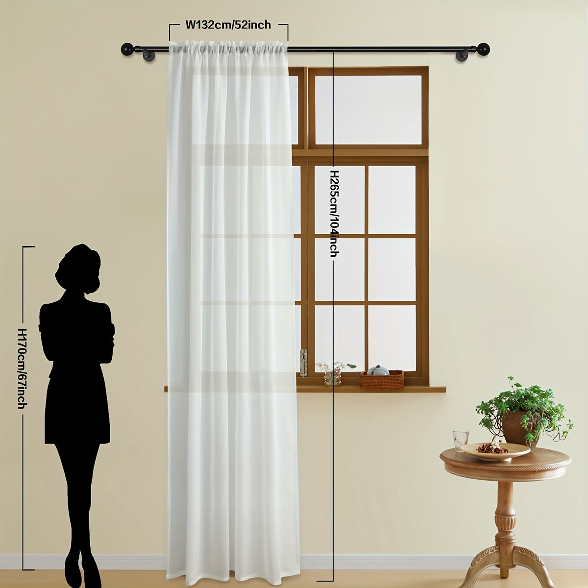 White Sheer Curtain with Rod Pocket for Living Room Bedroom Office