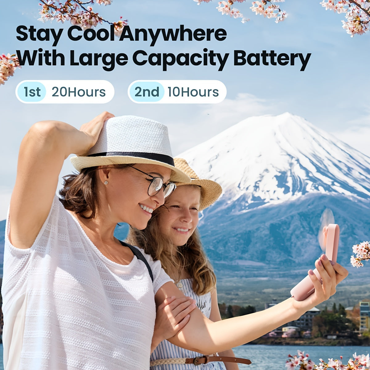 Portable Handheld Fan Foldable USB Rechargeable Compact Travel Outdoor Fan