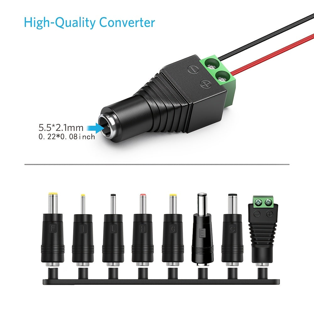 12V 1A DC Power Supply with 8-Pin Connector for Cameras, Routers, LED Lights