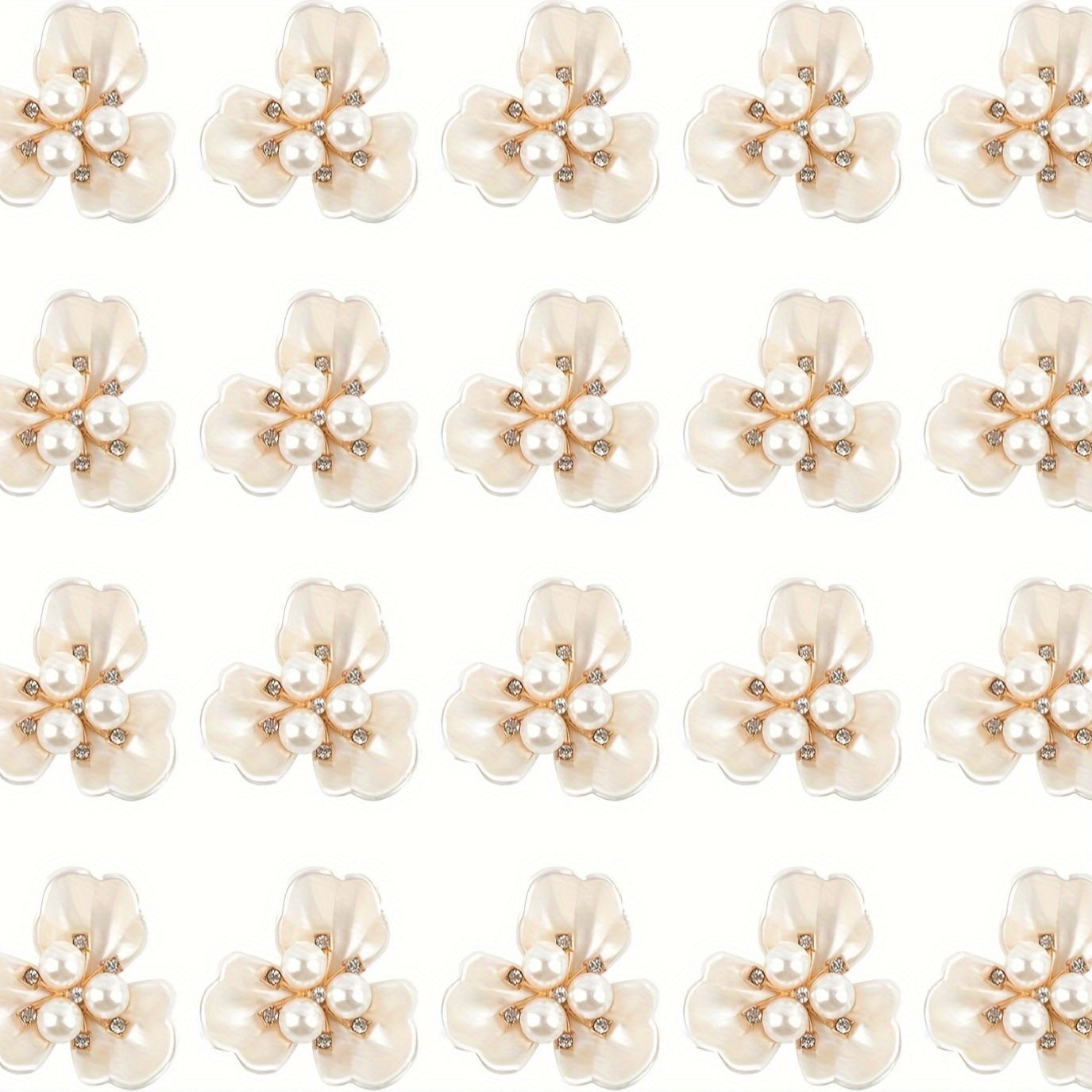 Set of 20 Faux Pearl Rhinestone Flower Button Embellishments for Jewelry Making and Crafts