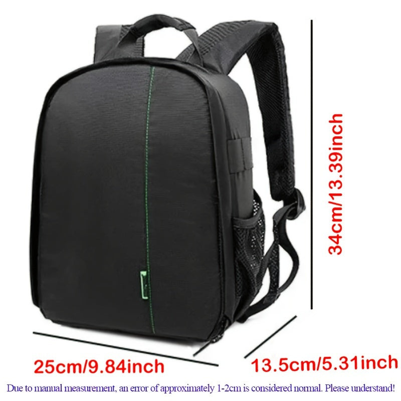 Mochila para cámara impermeable con divisores personalizables, correas acolchadas para hombros para cámaras DSLR, negro