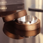 Round Wooden Ashtray with Lid for Home and Office Use