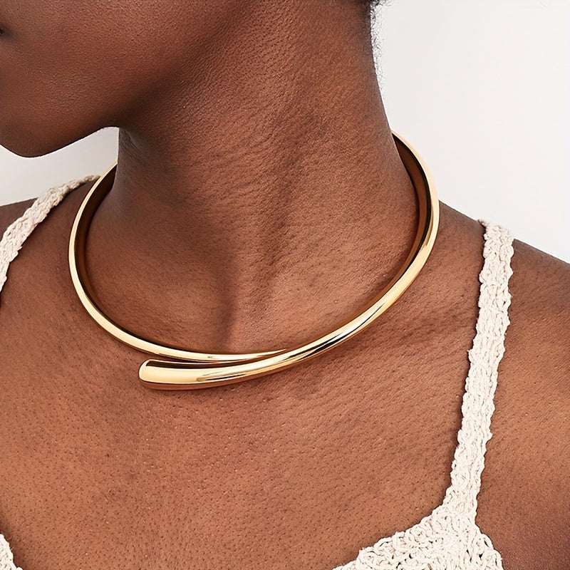 Punk-Inspired Metal Choker Necklace Open Collar Edgy Jewelry for Nightclub