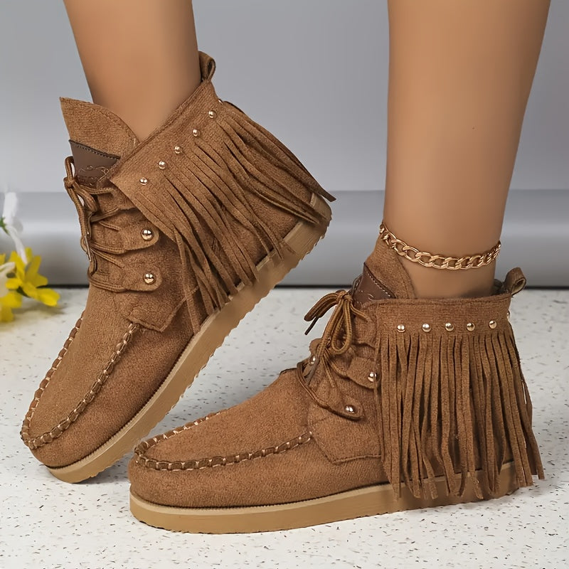 Женские ботинки на платформе с пряжками и бахромой, стиль для всех сезонов