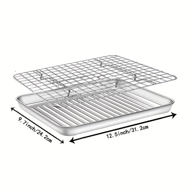 Stainless Steel Baking Sheet Set with Cooling Rack Oven-Safe Durable Cookware