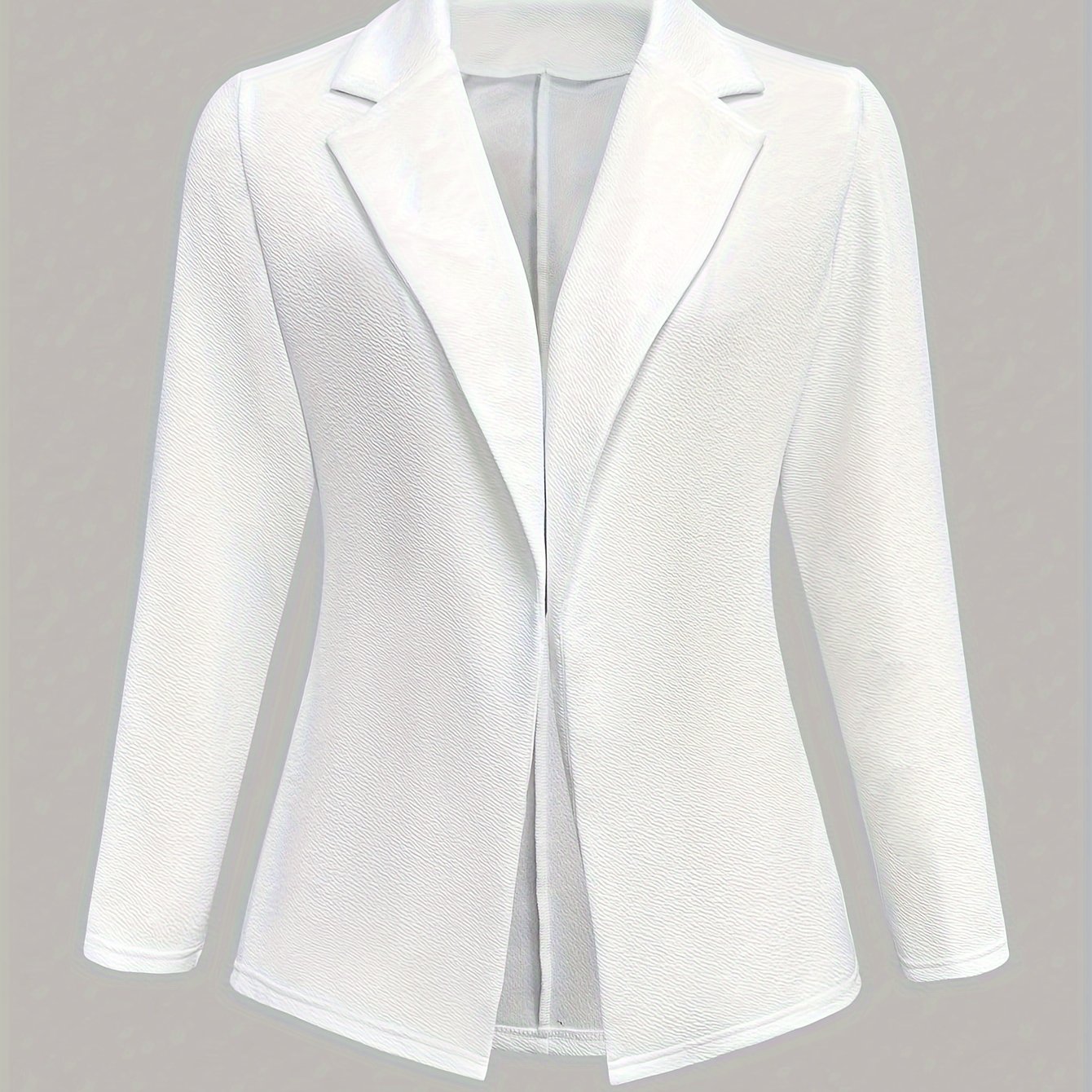 Plus Size Solid Blazer for Women with Lapel Collar and Stretch Fabric