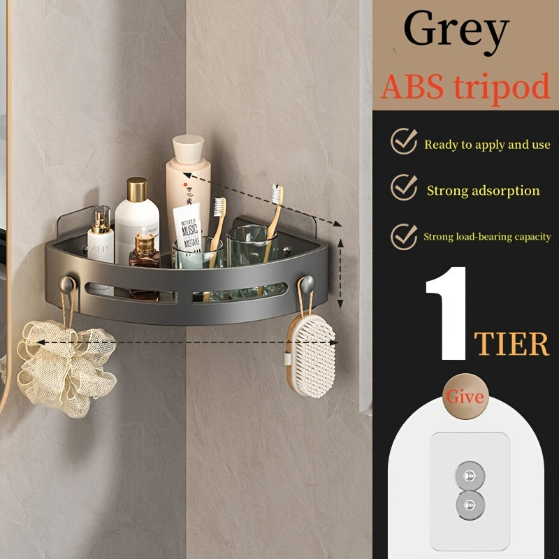 RV Bathroom Accessories Wall Mounted Shower Rack Black Gray ABS Rust-Proof