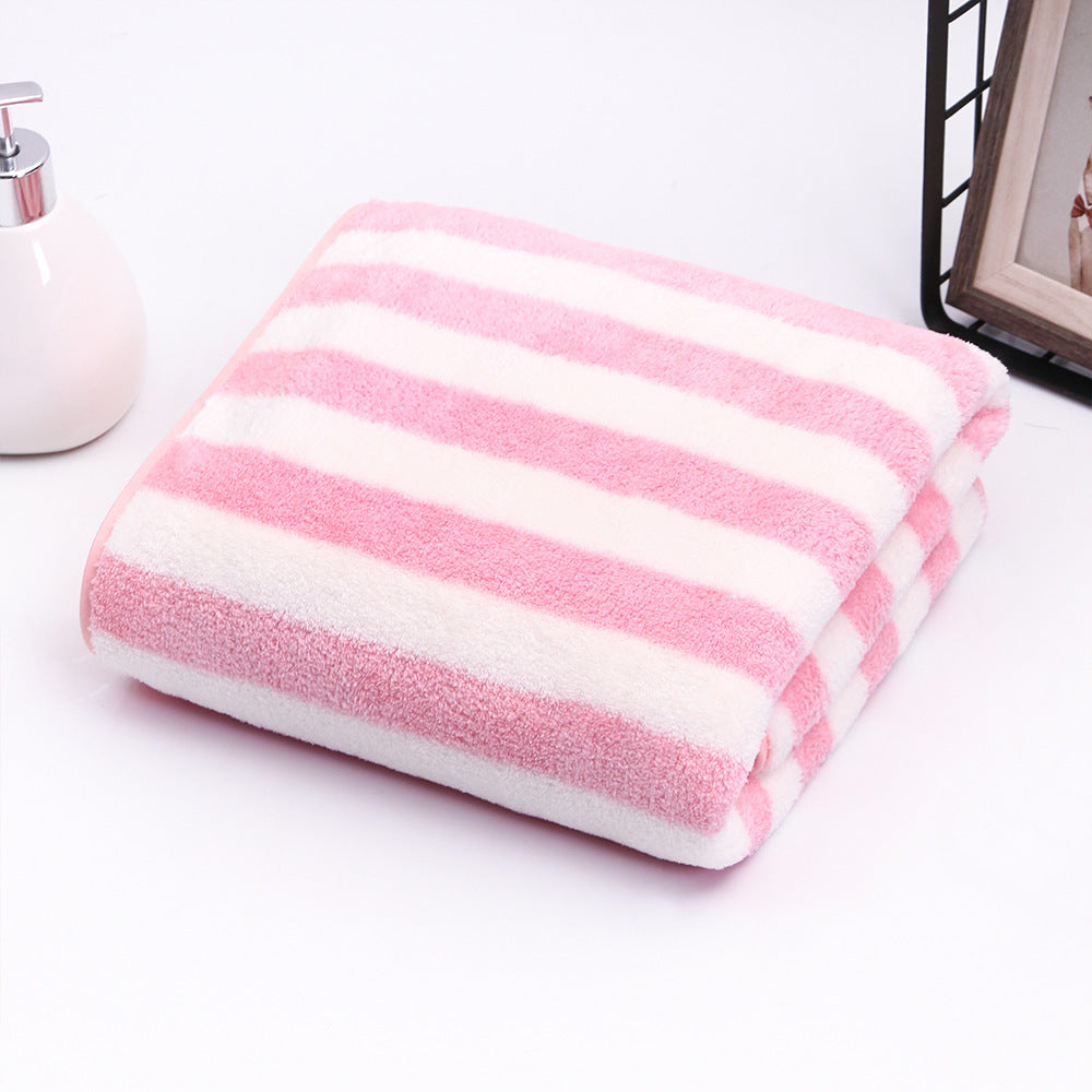 Microfiber Bath Towel Absorbent Quick-Dry with Colorful Stripes