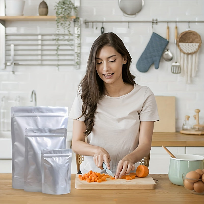 Set of 100 Mylar Food Storage Bags 3 Sizes Resealable Heat Sealable