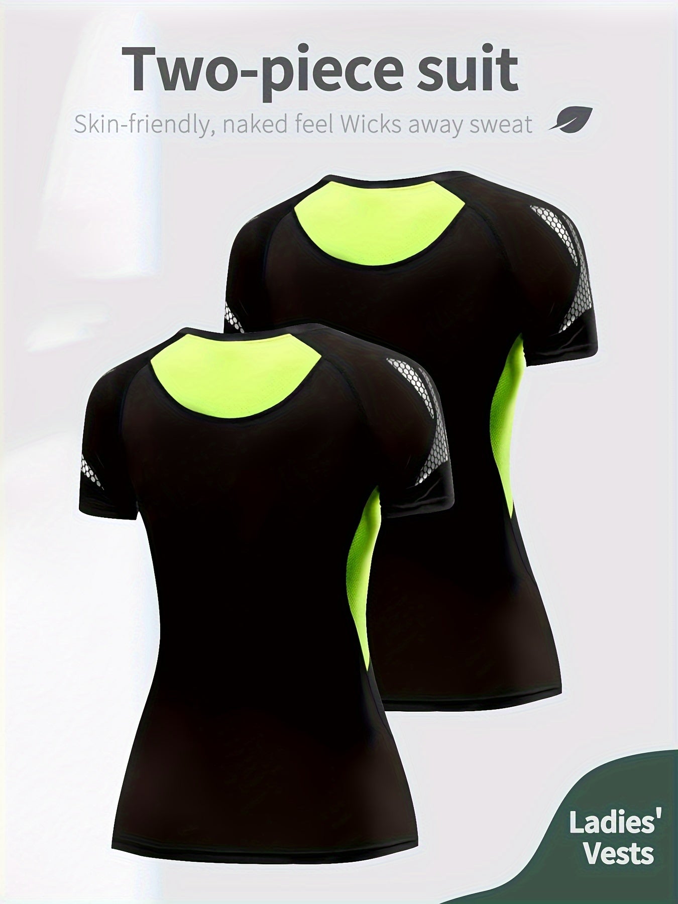 Women's Quick Dry Color Block Sports T-Shirts for Training Yoga Running Set