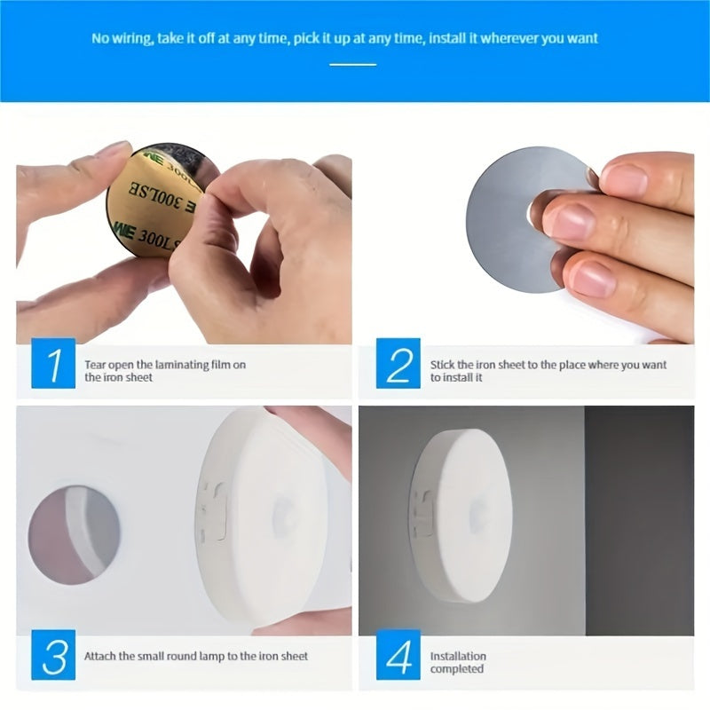 Motion Sensor LED Night Light with USB Power Wireless Magnetic Mount for Kitchen Stairs Closet