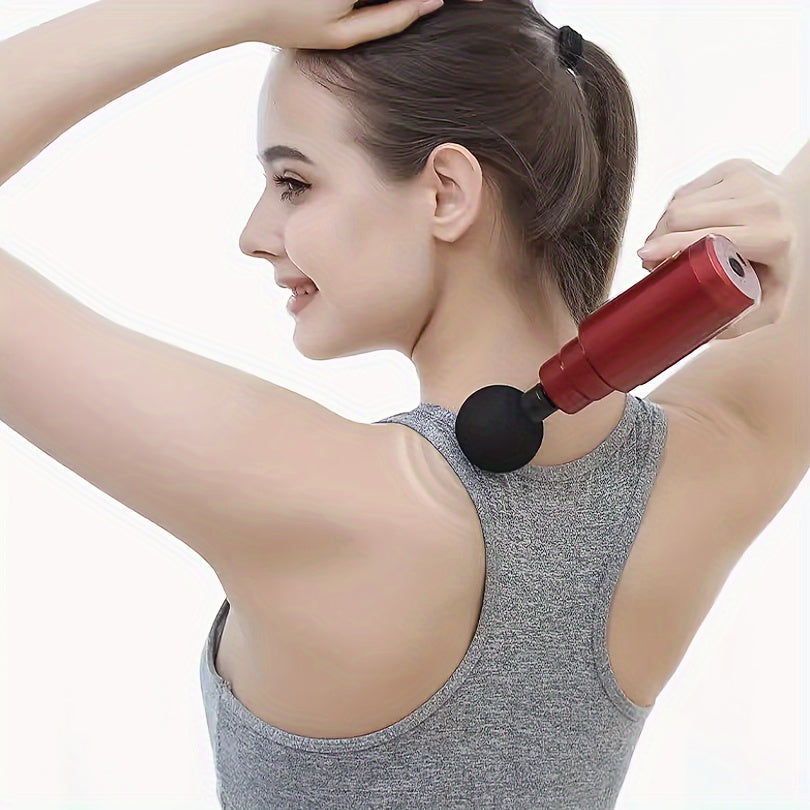 Black and Gold Handheld Percussion Massage Gun with 4 Heads 6 Speeds Rechargeable