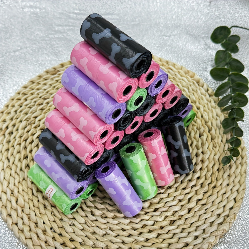 60-Pack Dog Waste Bags Leak-Proof Bone Print Easy-Tear Polyethylene Outdoor Cleanup