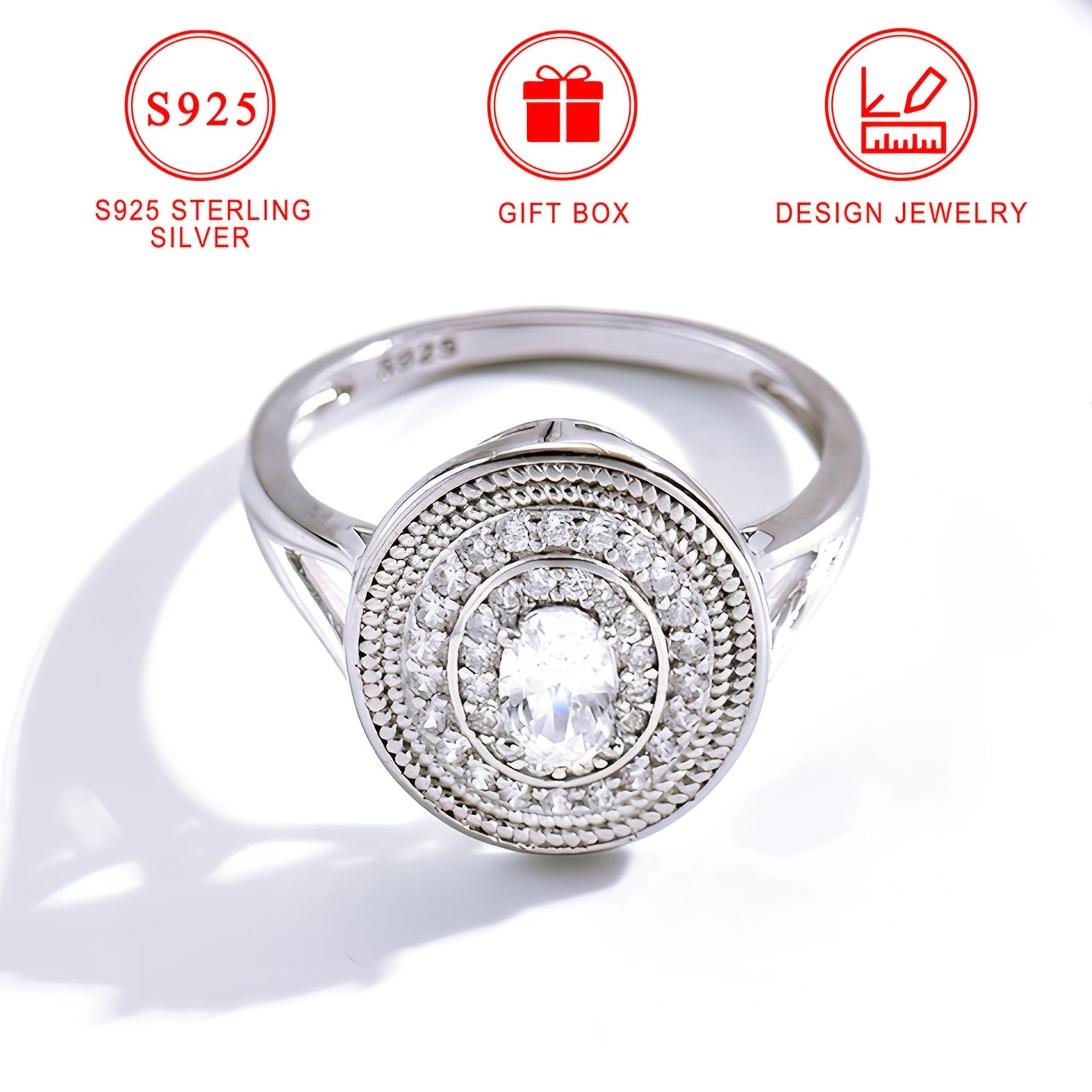 Women's Sterling Silver Ring 3.5g Cubic Zirconia Hypoallergenic Nickel-Free Jewelry