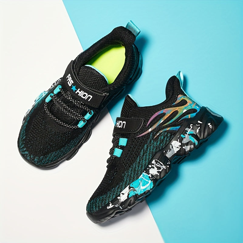 Kids Woven Knit Sneakers for Boys and Girls Casual Sports Mid Top Fabric Sole