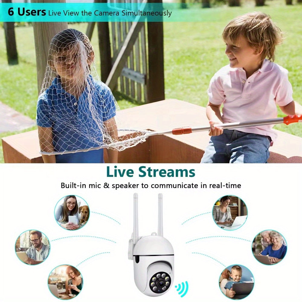 Smart Home Security Camera 1080P Panoramic PTZ Two-Way Audio Motion Detection