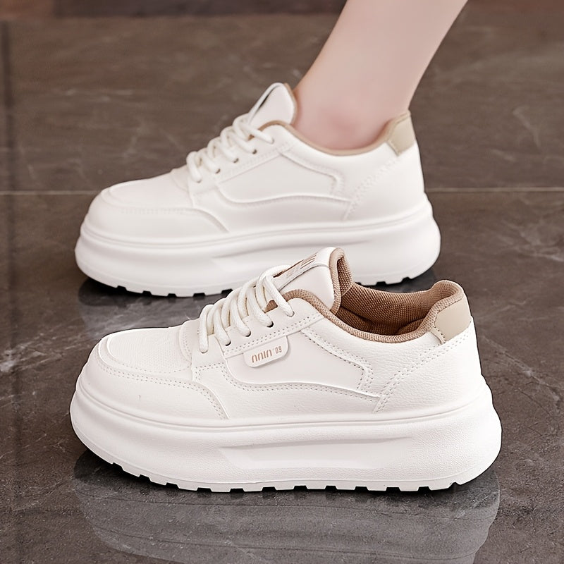 Women's Casual Sneakers Low Top Thick Sole Breathable Lace-Up All-Season