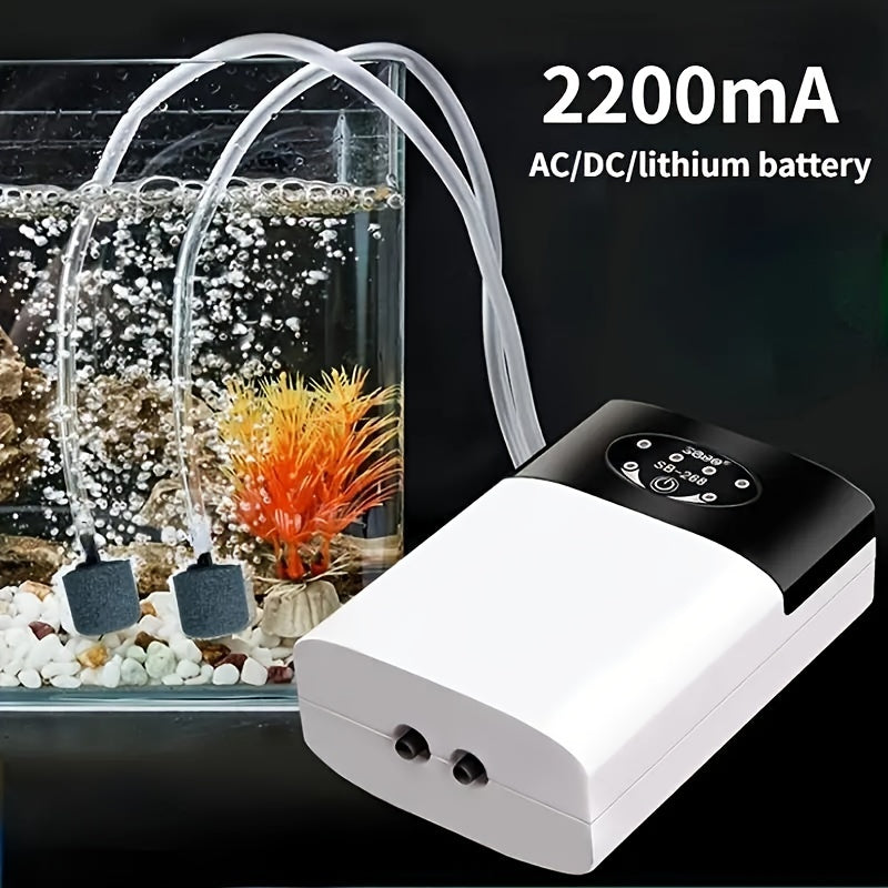 Rechargeable Fish Tank Air Pump with USB and Battery Power Semi-Automatic Aquarium Aerator