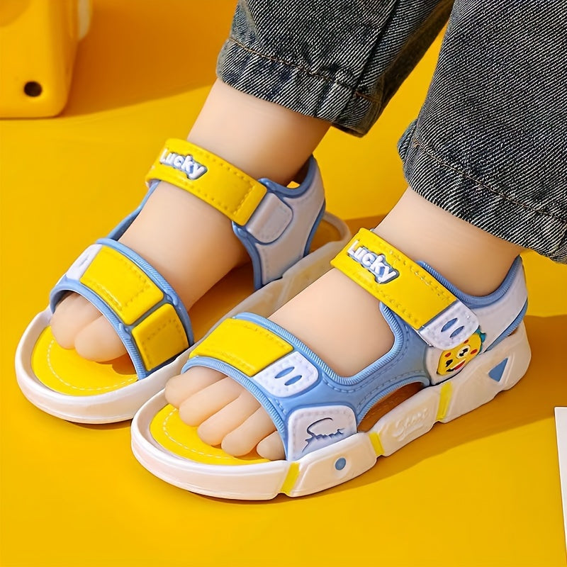 Kids' Open-Toe Cartoon Sandals for Boys PVC Breathable Non-Slip Indoor Beach