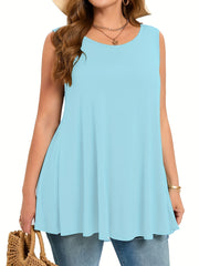 Plus Size Women's Stretchy Sleeveless Tank Top Casual Summer Sleeveless Top