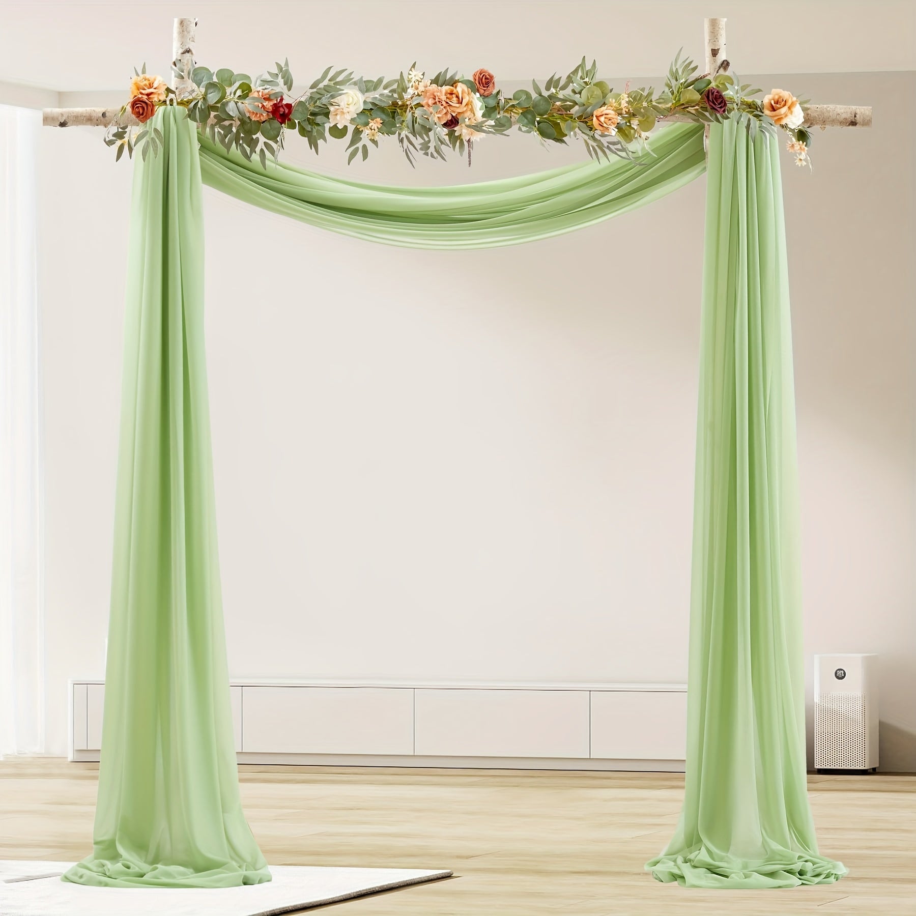 Polyester Sheer Fabric Draping Panel for Wedding Arch Backdrop Curtain Voile for Ceremony and Party Decor