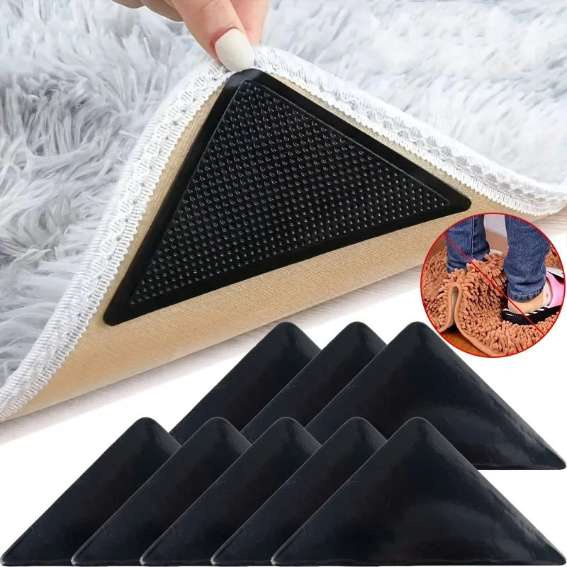 Set of 4 Silicone Rug Grippers Non-Slip Anti-Curling Indoor Outdoor Safety
