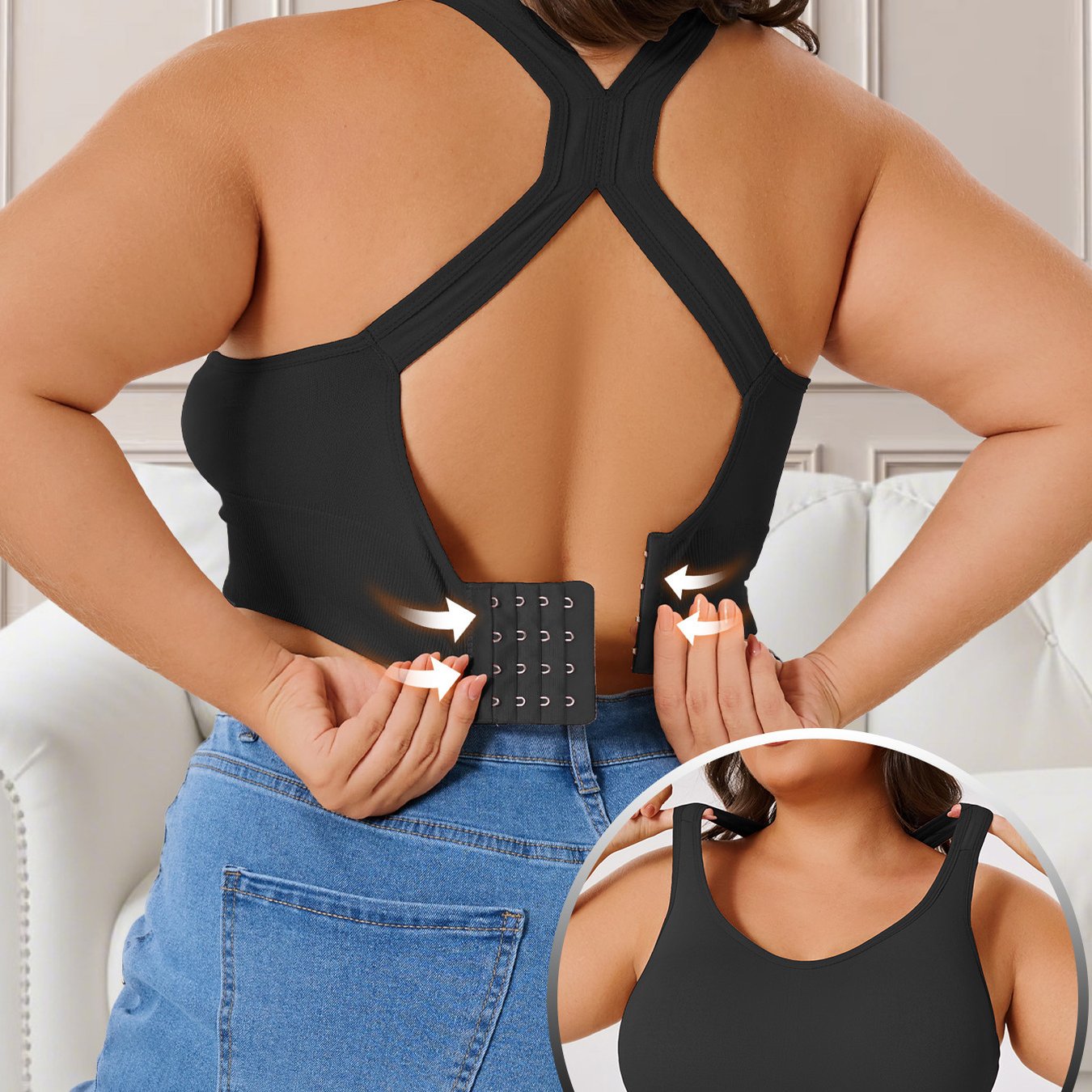 Women's Breathable Sports Bra Plus-Size Support Removable Padding