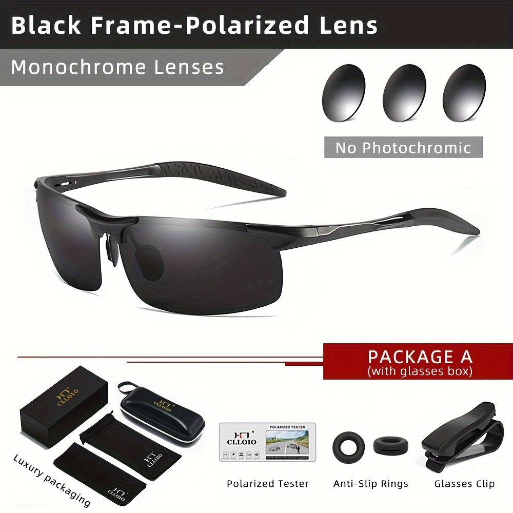 Aluminum Men's Photochromic Polarized Sunglasses for Driving UV400 Anti-Glare