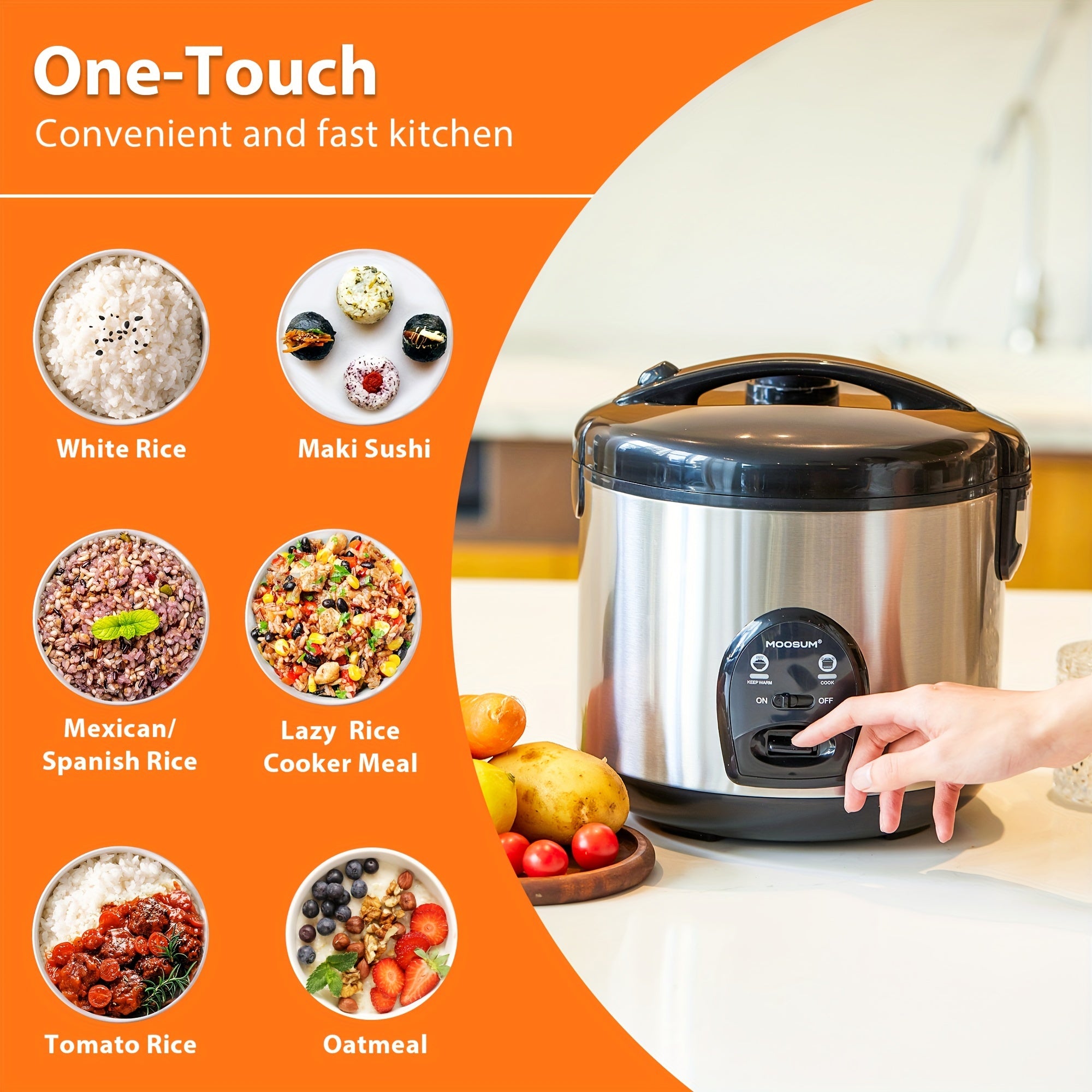 5-Posuda guruch pishirgich va ovqat bug'langich, tez pishirish, yopishmaydigan qoplama, 24H issiqlikda ushlab turish