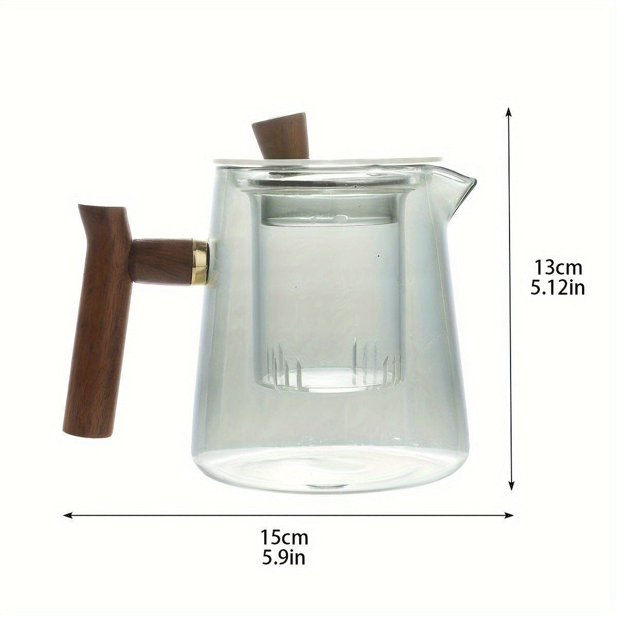 Tetera de vidrio con revestimiento de vidrio y separación de té, elegante para uso exterior