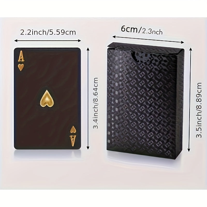 Waterproof Plastic Poker Deck for Tabletop Games Black and Gold Foil