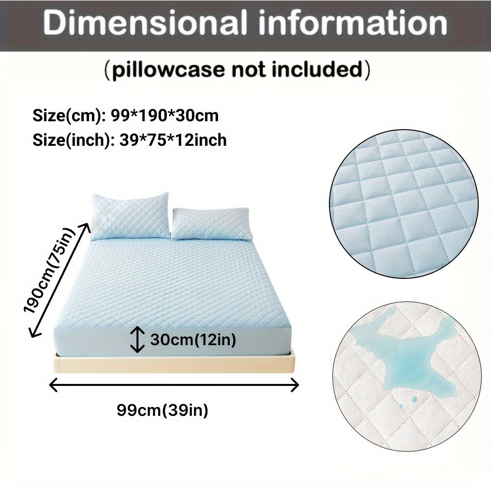 3-Layer Quilted Waterproof Mattress Protector Fitted Sheet for Single or Double Bed