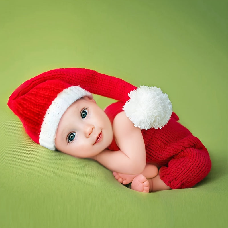 Baby Christmas Crochet Outfit for Newborns Santa Hat and Pants Set Infant Holiday Costume