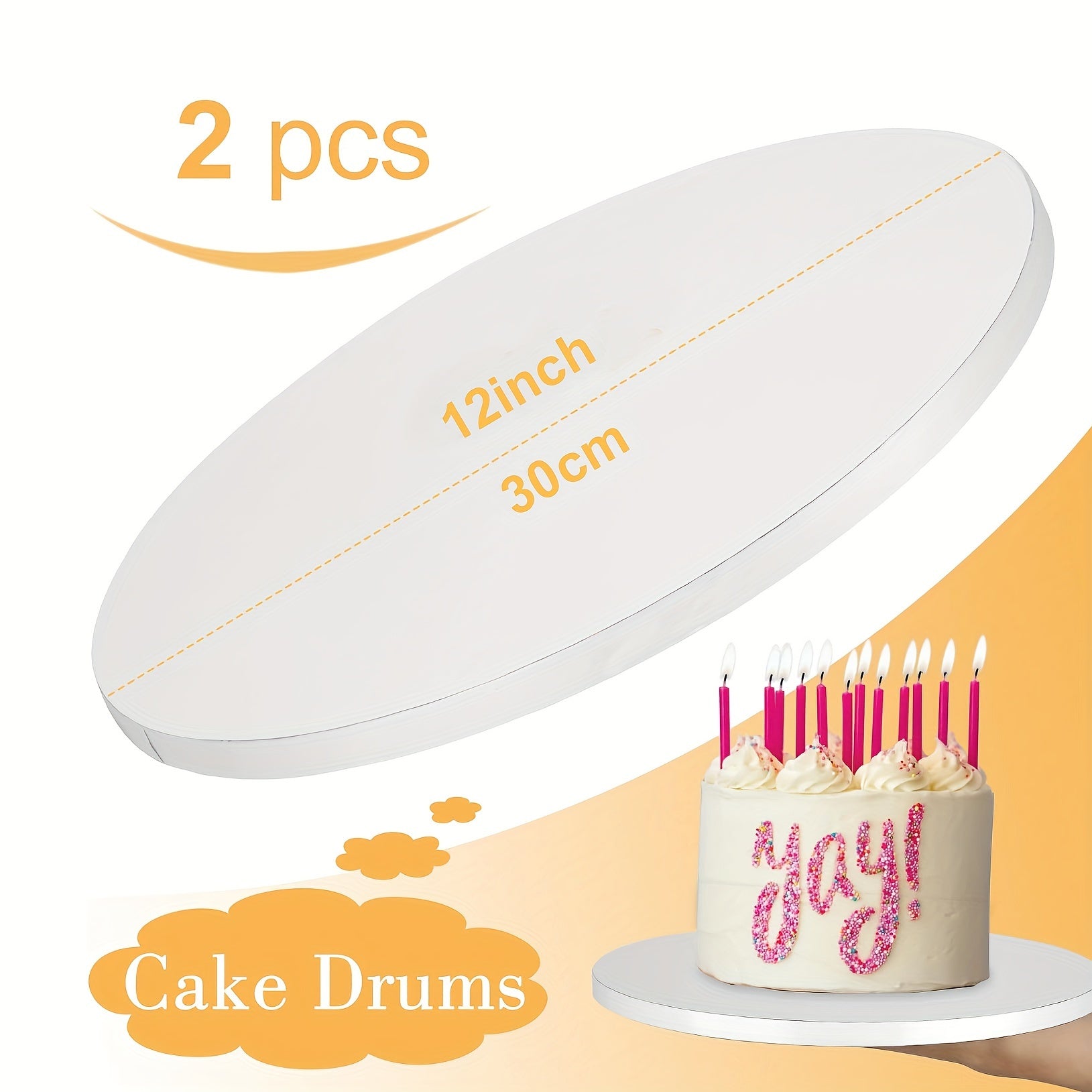 Two Pack 12-Inch Round Cake Boards 1/2 Inch Thick Corrugated Cardboard