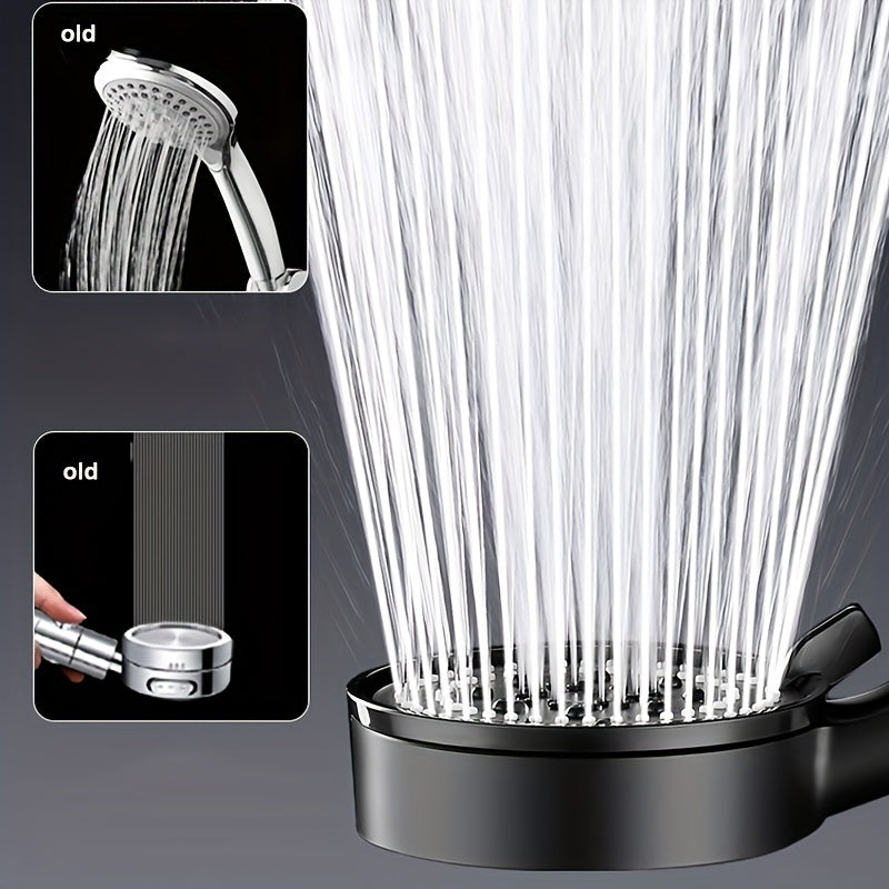 Black Handheld Shower Head with 5 Spray Modes, Flexible Hose and Wall Bracket