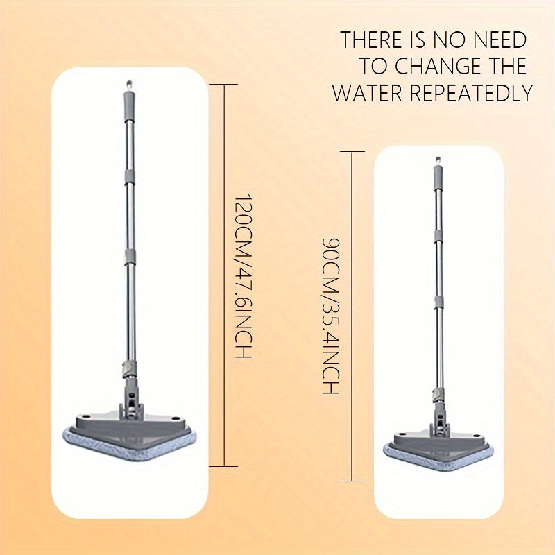 "Kvadratli aylanuvchi mopa va chelak to'plami, iflos va toza suv uchun o'z-o'zini ajratish tizimi, yog'och, plitka va marmar pollari uchun o'z-o'zini siqish 360° aylanuvchi mop-boshi - 2 ta padni o'z ichiga oladi"